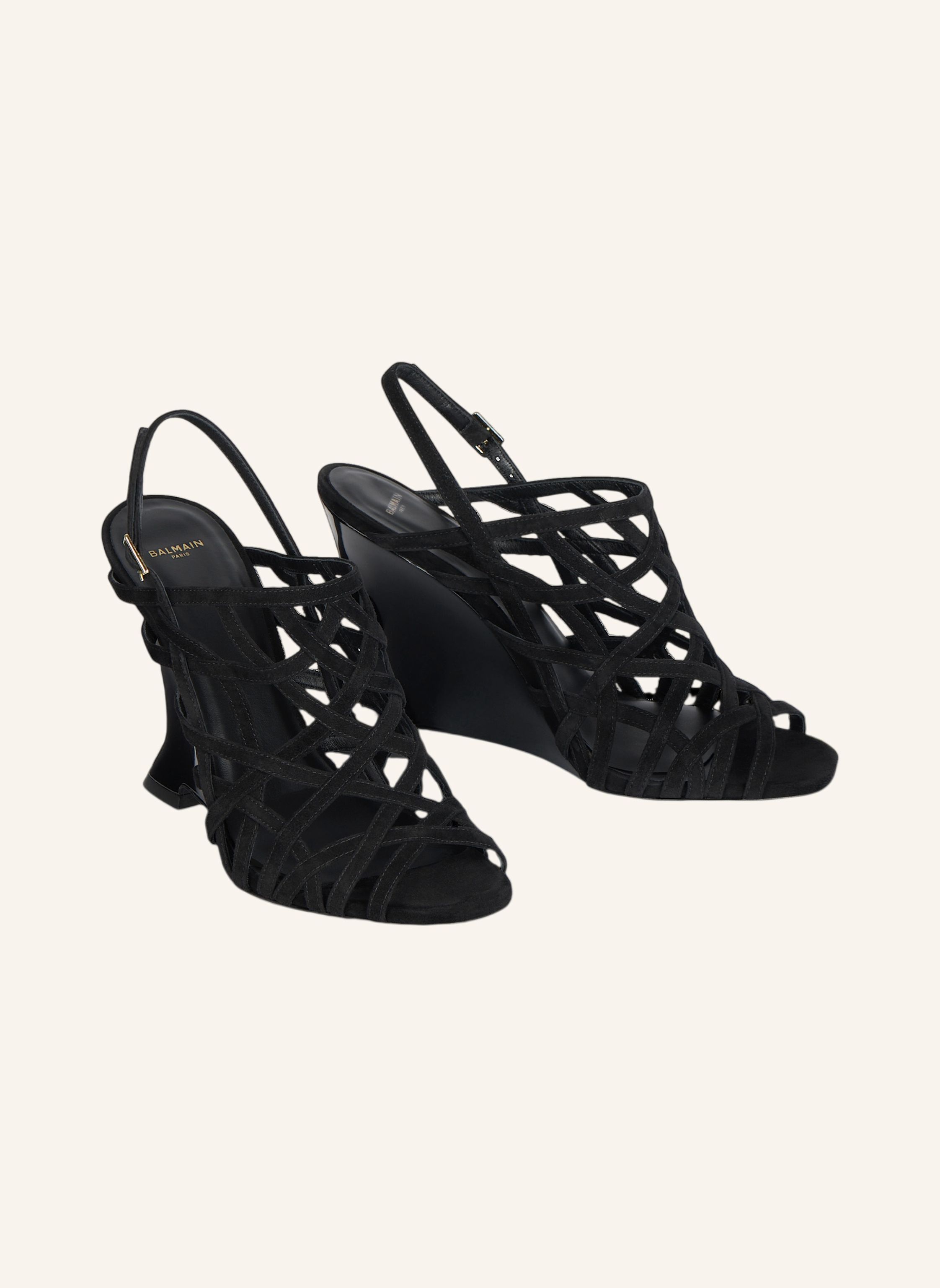 BALMAIN Sandalen Wedge Cage aus Wildleder