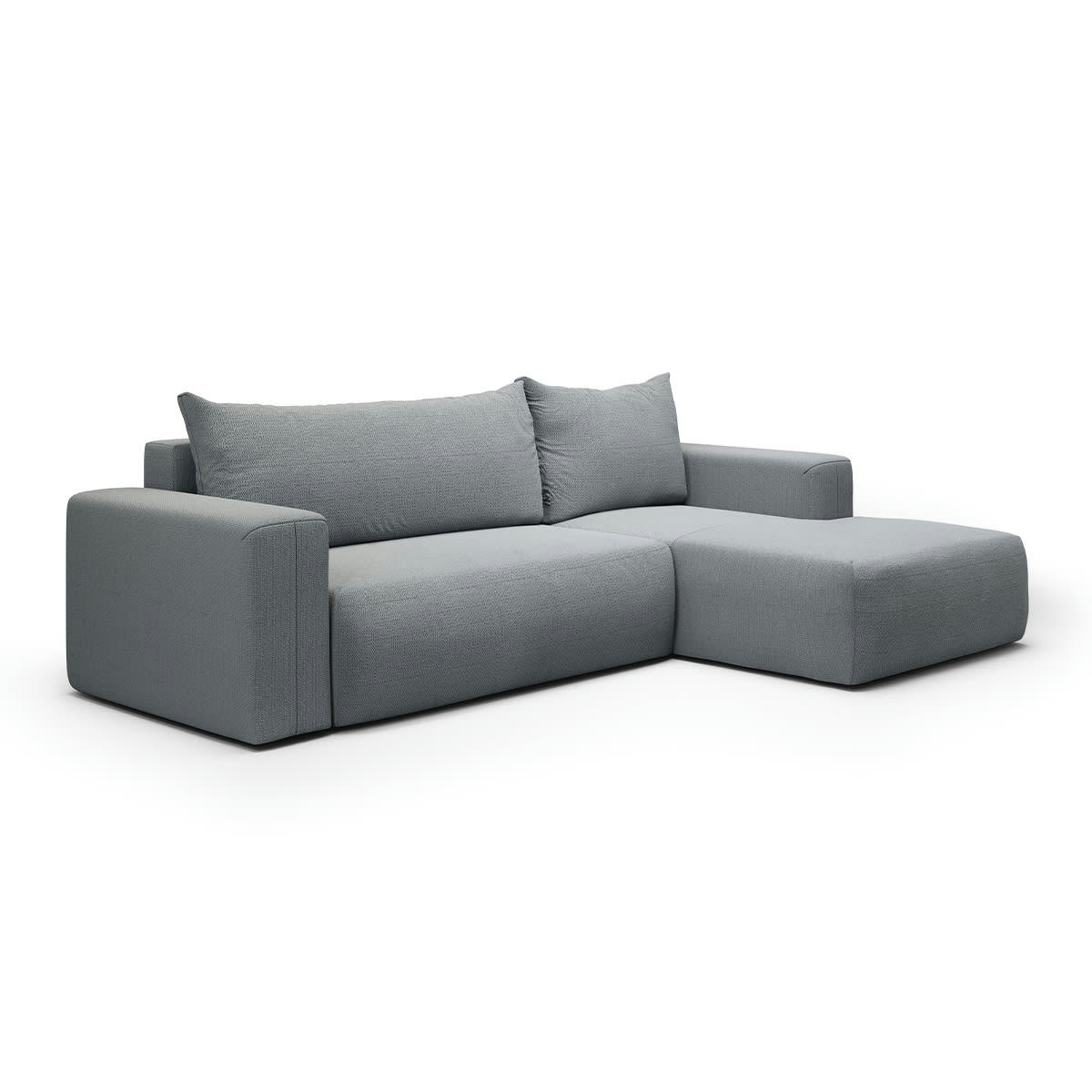 - Canapé d'angle convertible droite 3 places coffre gris