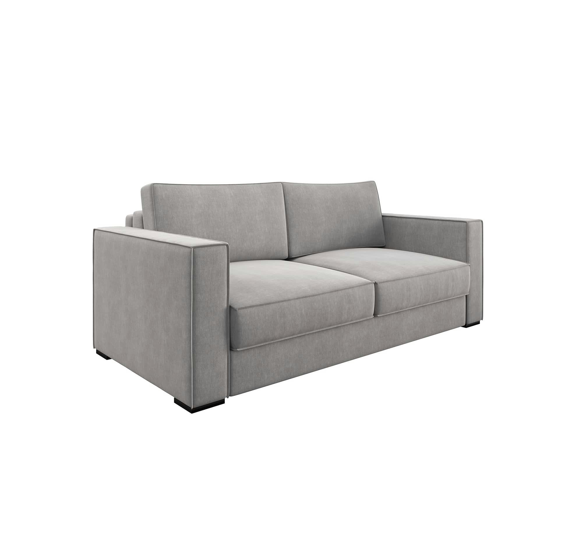 LEXY - Canapé convertible matelas velours gris clair 160cm