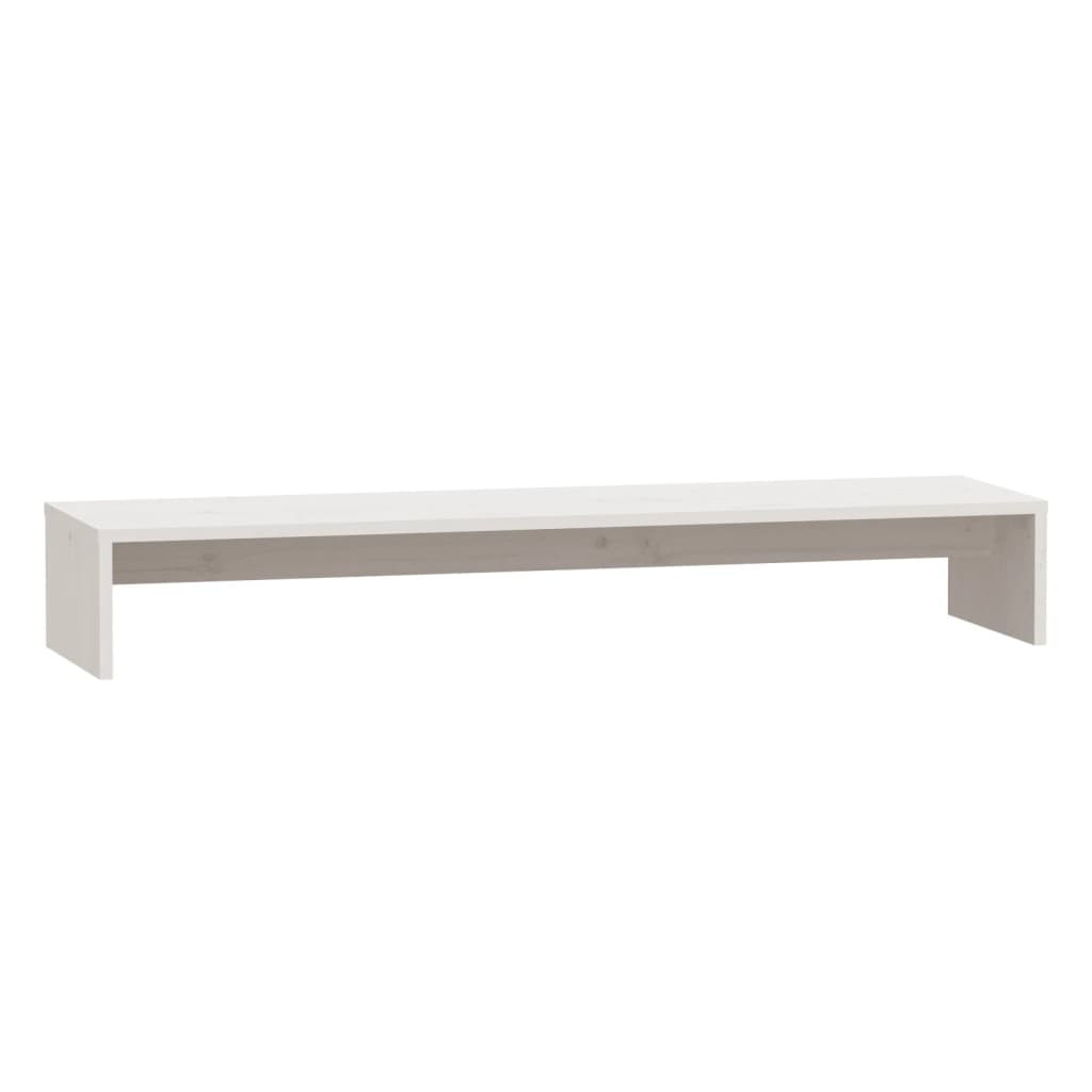 Podstawka Pod Monitor Biała Drewniana Stolik Półka 100x27x15 cm