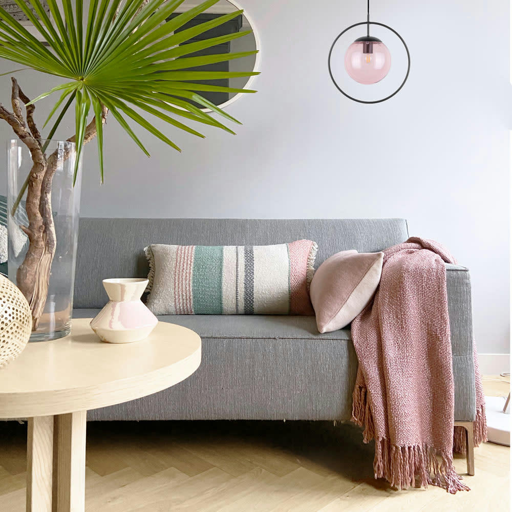 SOLID - Plaid uni rose brumeux 125x150