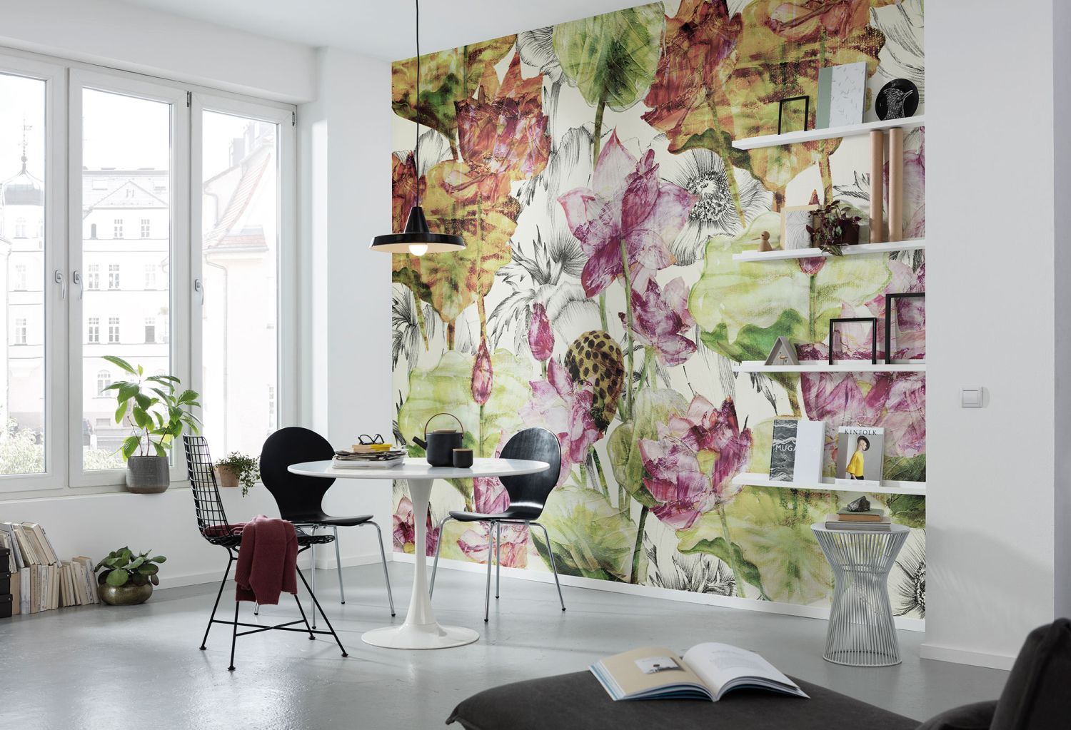 Sanders & Sanders fotobehang lotus groen en roze - 368 x 248 cm - 612329
