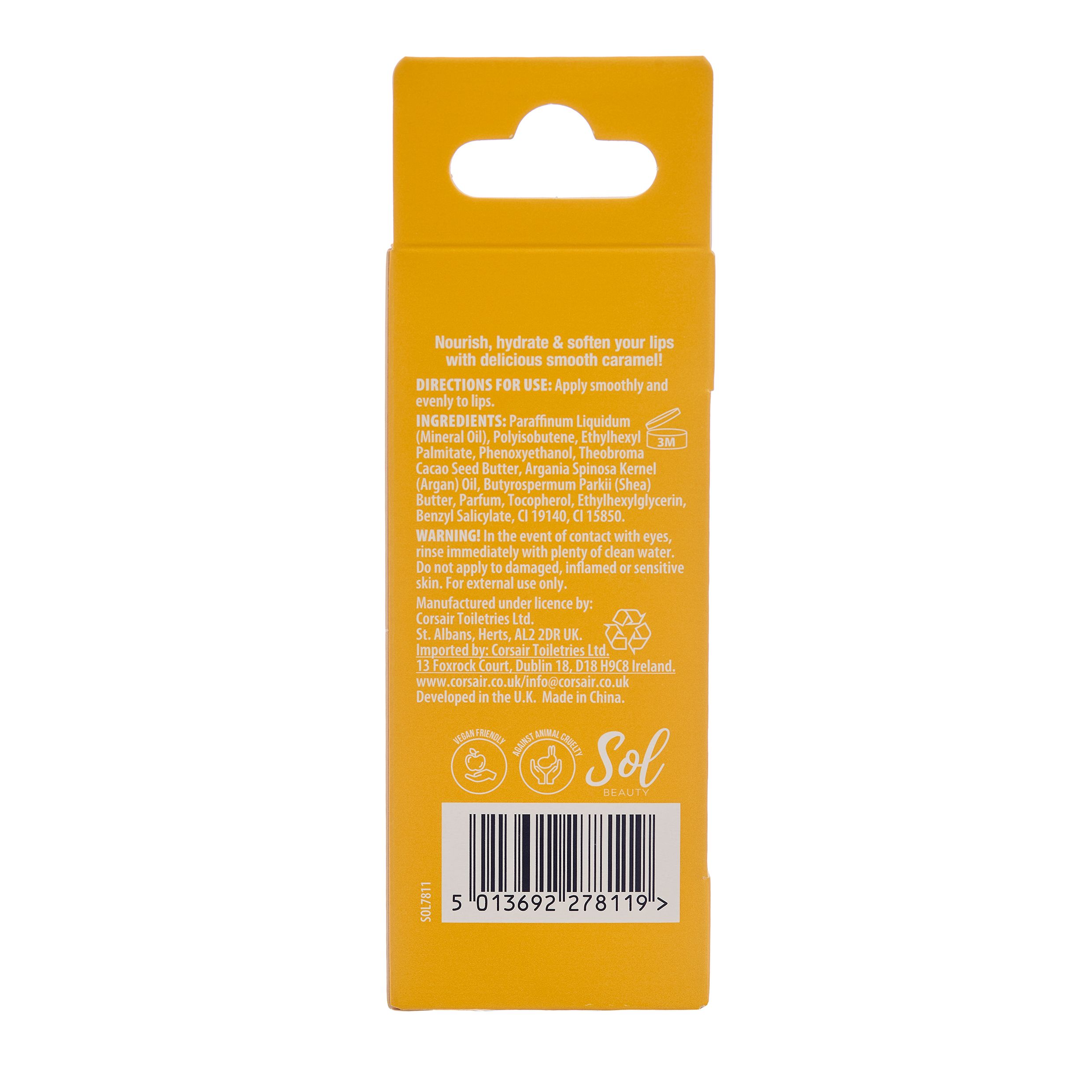 SOL Beauty Salted Caramel Vanilla Lip Oil Cocoa Butter Shea Hydrate Soften 3G