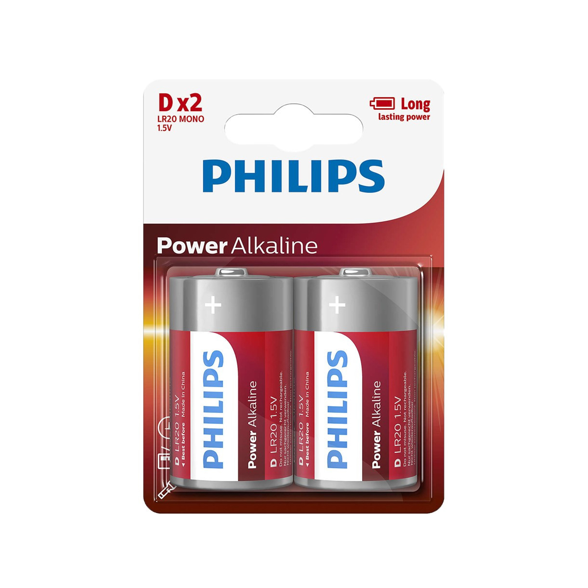 Conjunto de 2 pilhas alcalina Philips power LIFE lr20