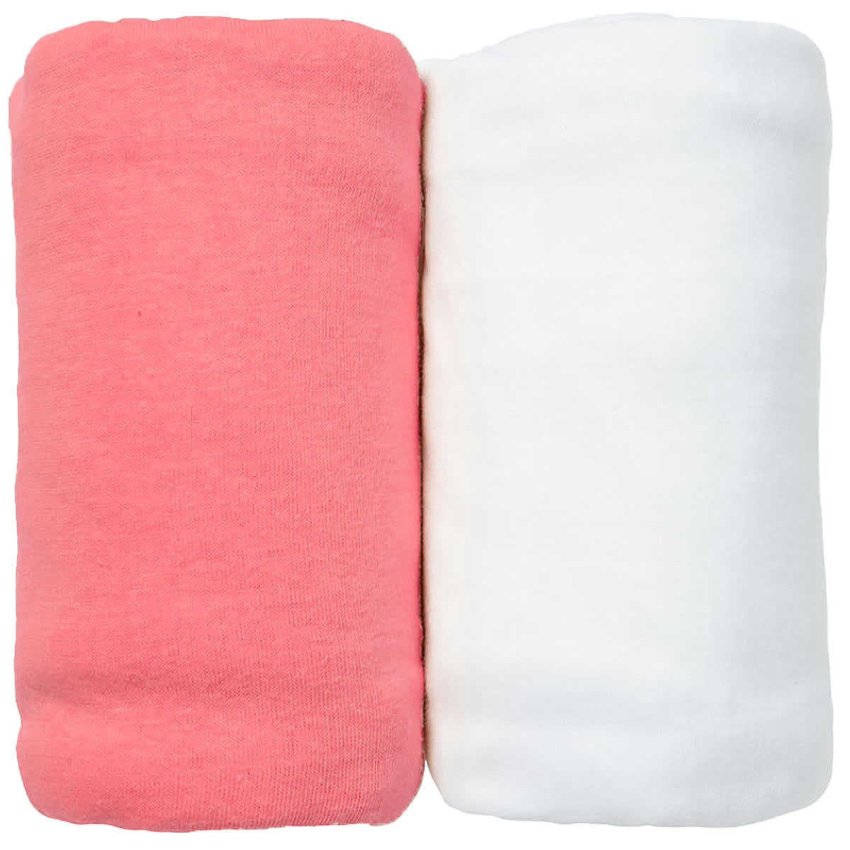 GAMME BIO UNIS - Lot de 2 Draps Housses jersey 70x140 cm Coton bio Blanc/Corail