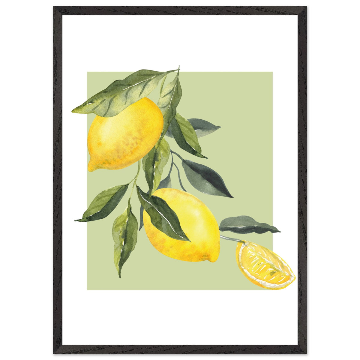 Artfulprints Poster met Lijst Fruits - Lemon tree symphony  - 50x70 cm - Groen