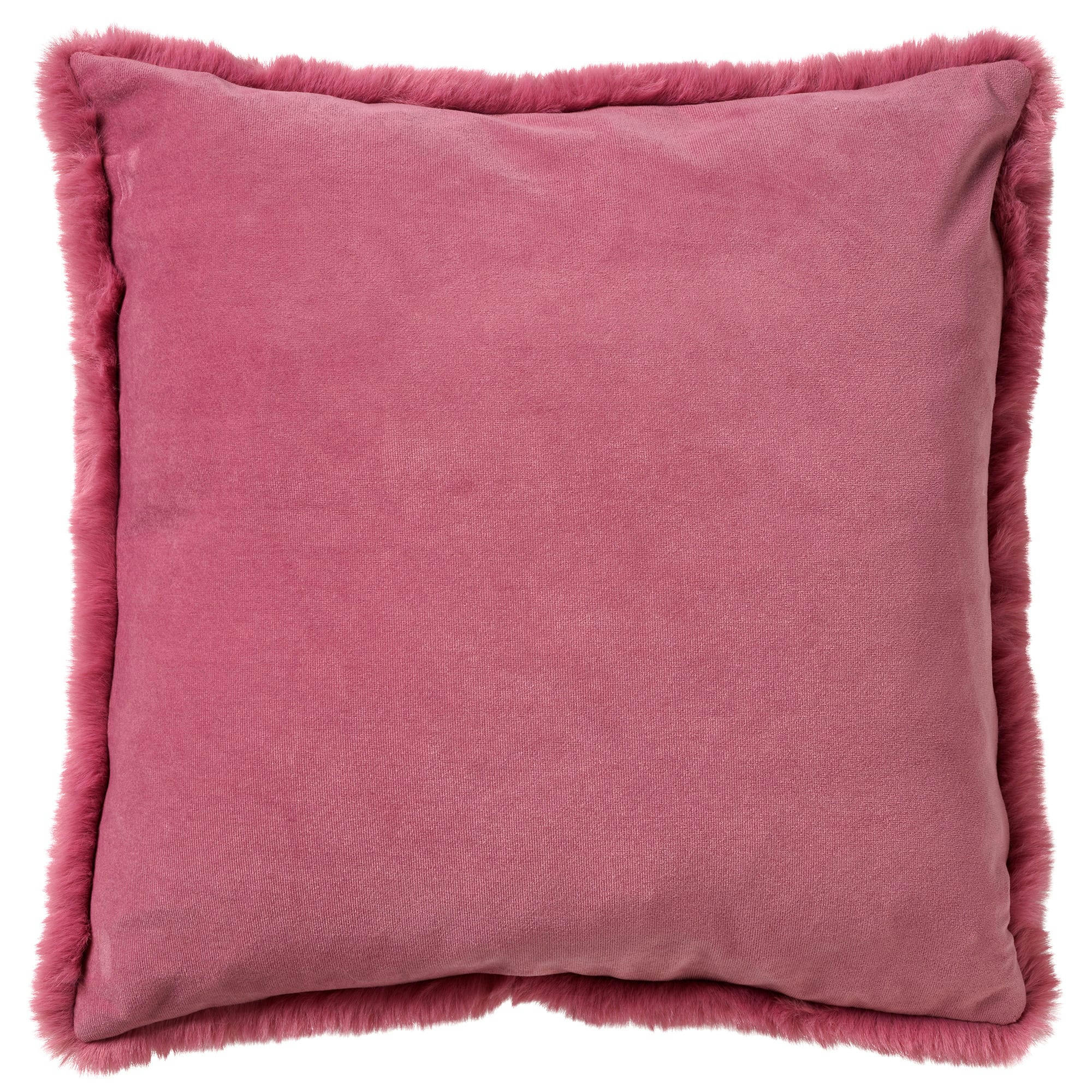 ZAYA - Housse de coussin rose fausse fourrure-45x45 cm uni