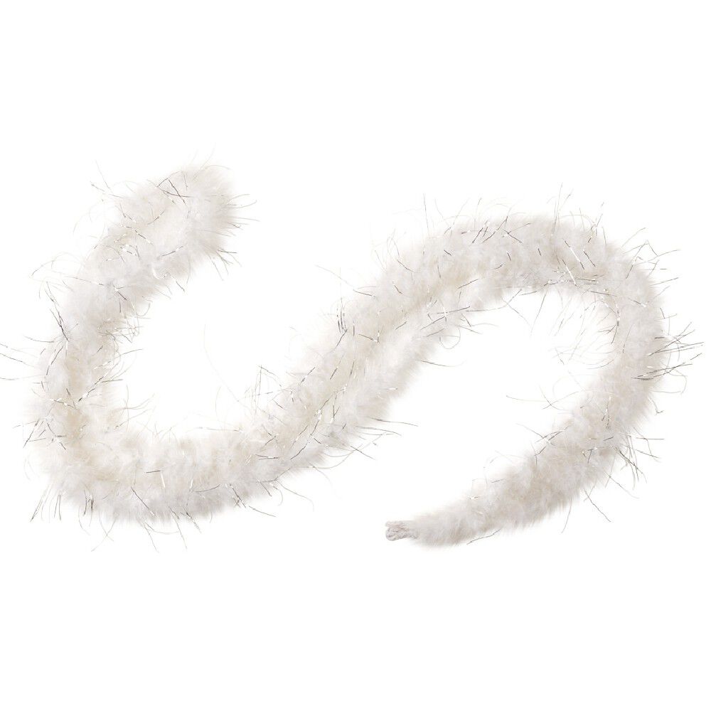 Guirlande plumes blanches fil argenté 1,8 m