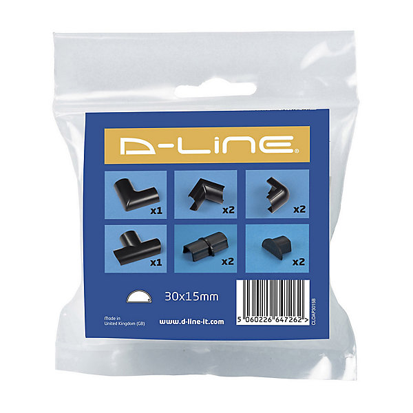 Multi-Pack d'accessoires pour goulotte D-Line noire 30x15mm