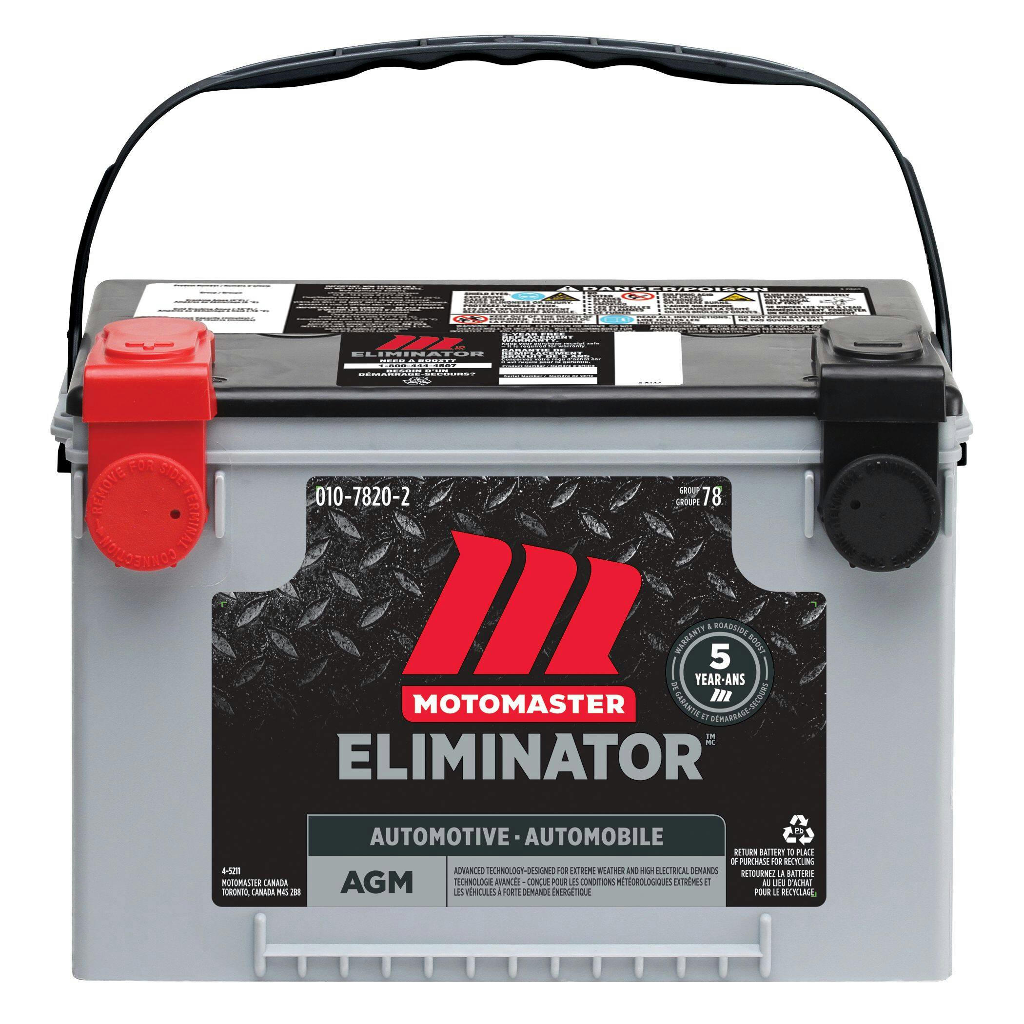 MOTOMASTER ELIMINATOR AGM Group Size 78 Battery, 750 CCA