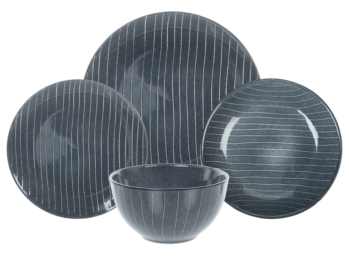 Komplet obiadowy 16 el. ceramiczny Norde Avenue Grey szary