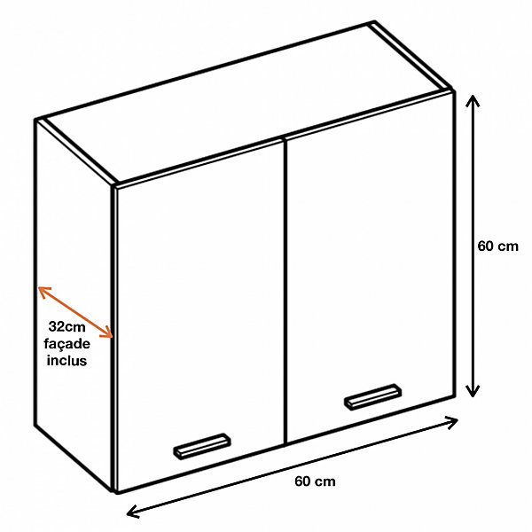 Cuisineandcie - Meuble haut de cuisine Eco Chene Naturel 2 portes L 60 cm