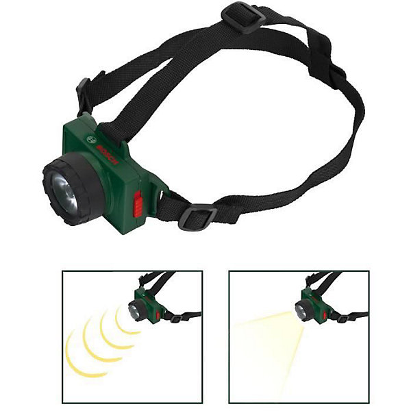Lampe frontale Theo Klein Bosch vert noir rouge bandeau réglable 2 modes portee 8 m