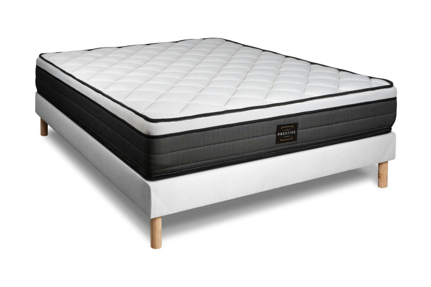 SUITE - Ensemble 140x200 Ressorts et mémoire de forme sommier Blanc