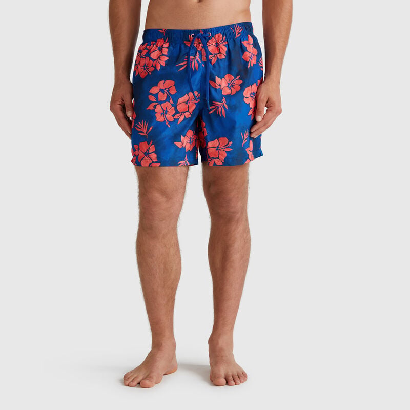 Patterned swim trunks in nylon