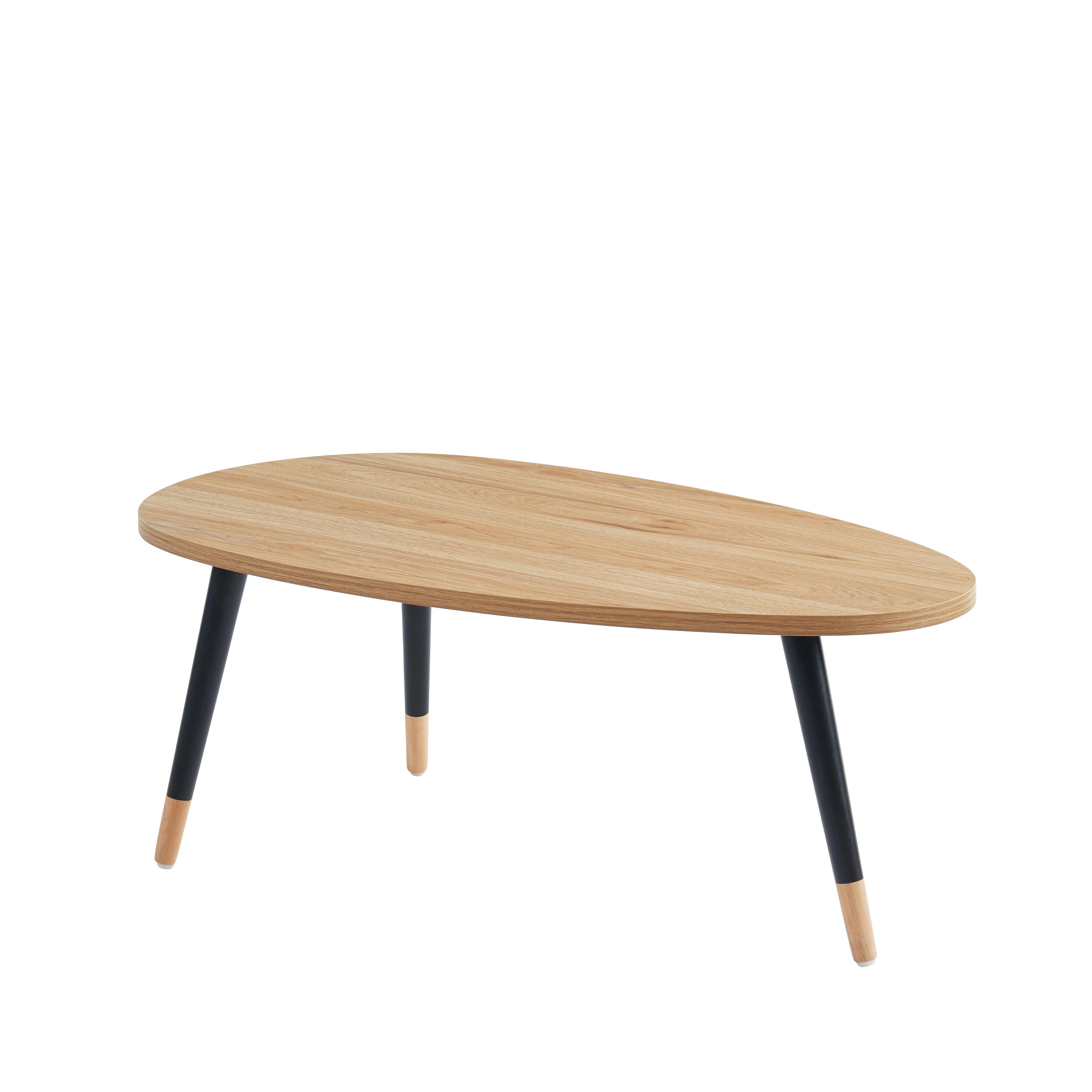 ORGANIC - Table basse   effet chêne  pieds noirs 88cm