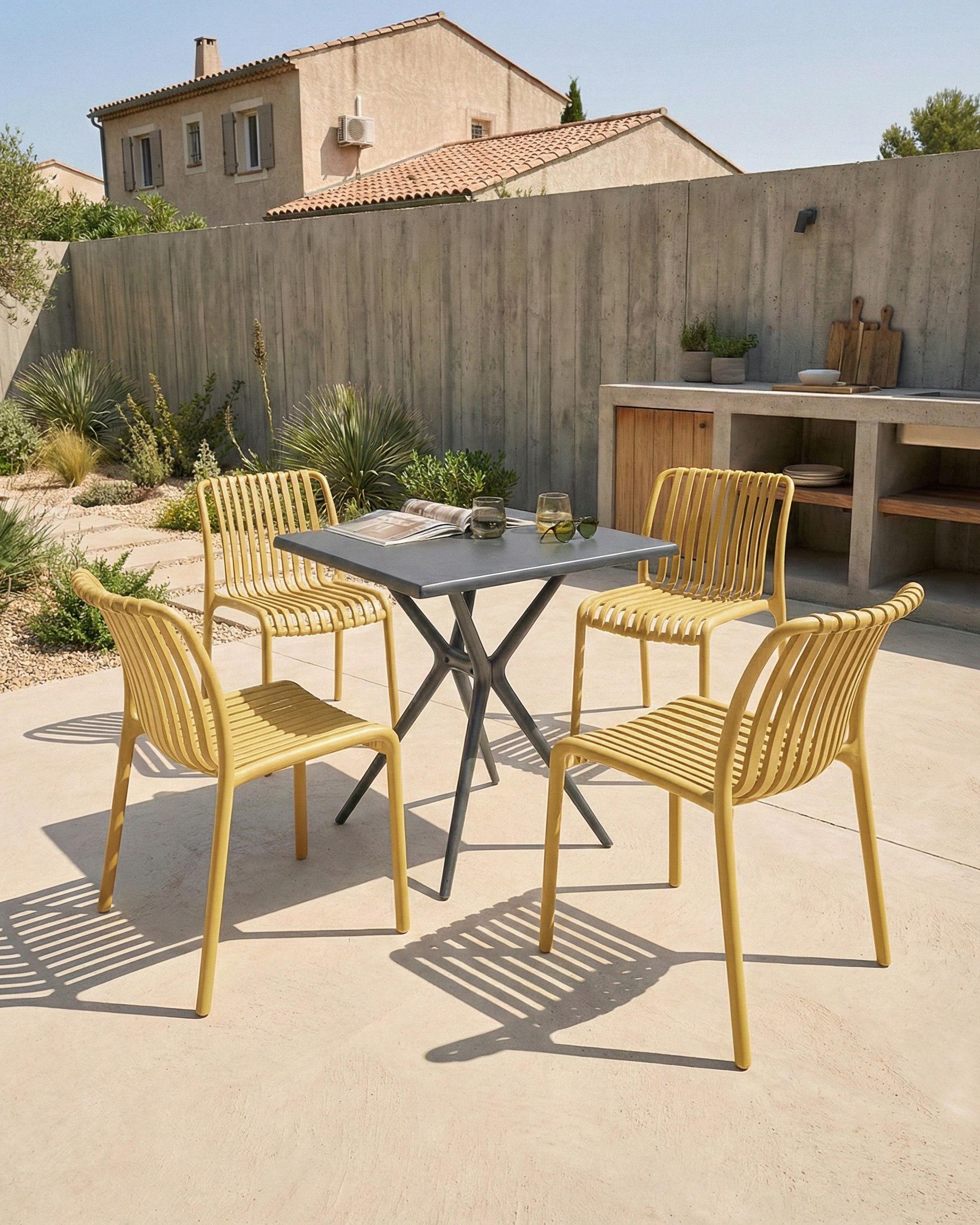 Set of 4 Garden Chairs ARICCIA Mustard