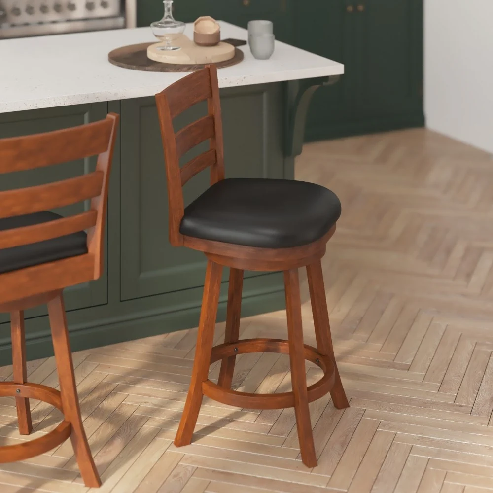 Upholstered Commercial Wooden Swivel Counter Stool