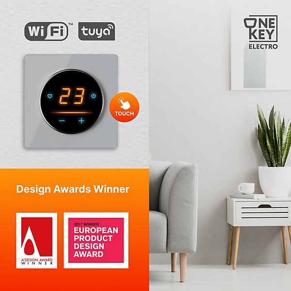 Chauffage au sol électrique WARMON ULTRA 200 W/m²   Thermostat OKE-25 WiFi Tactile, cadre en verre Garda gris - 3 m²
