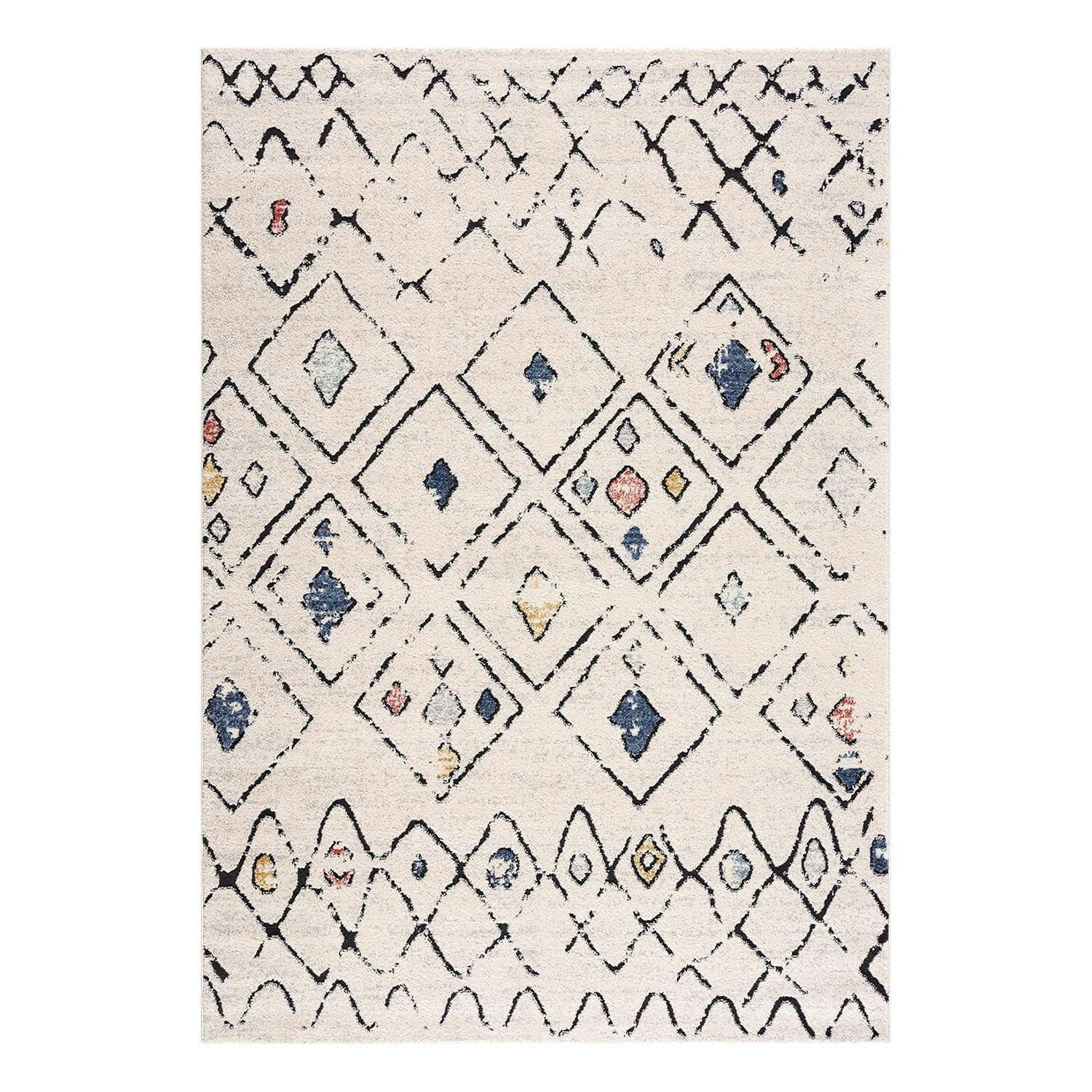 MONA - Tapis à poils courts crème et pastel 120x170cm