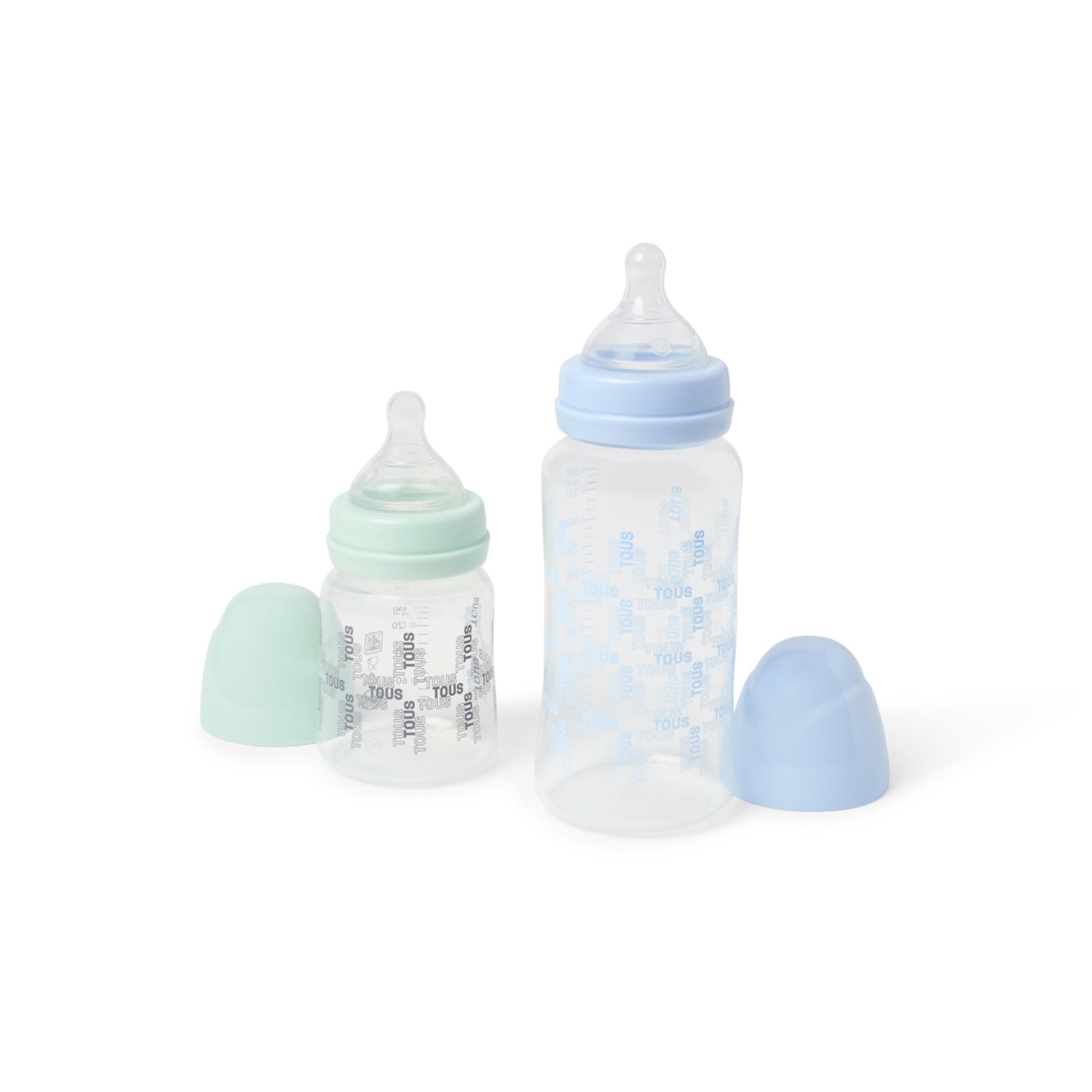 Pack 2 biberones de bebé Square azul celeste