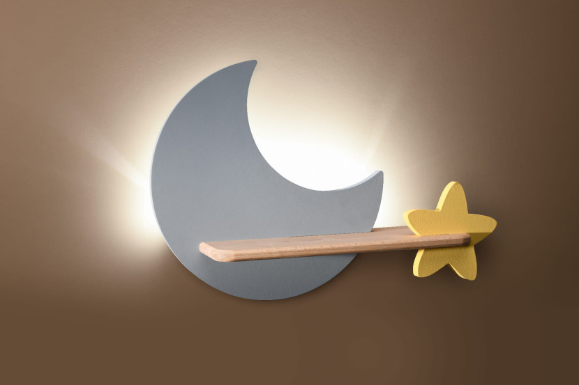 Moon KINKIET lampa ścienny 5w led iq kids szary złoty