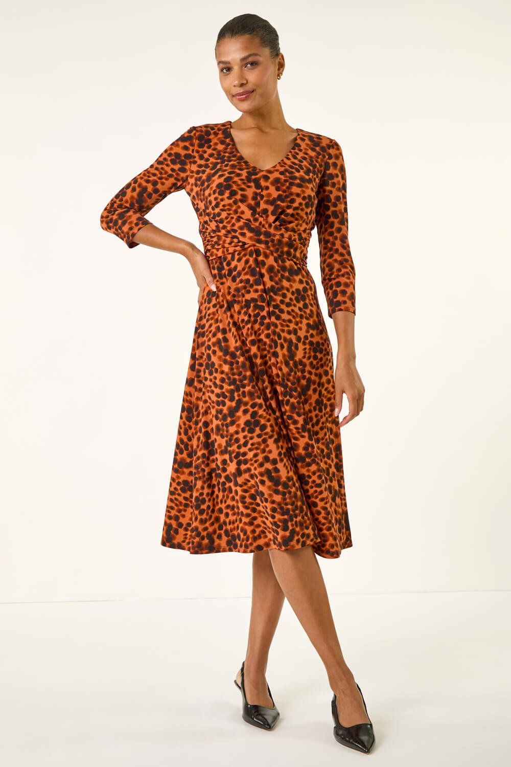 Roman Spot Wrap Bodice Dress