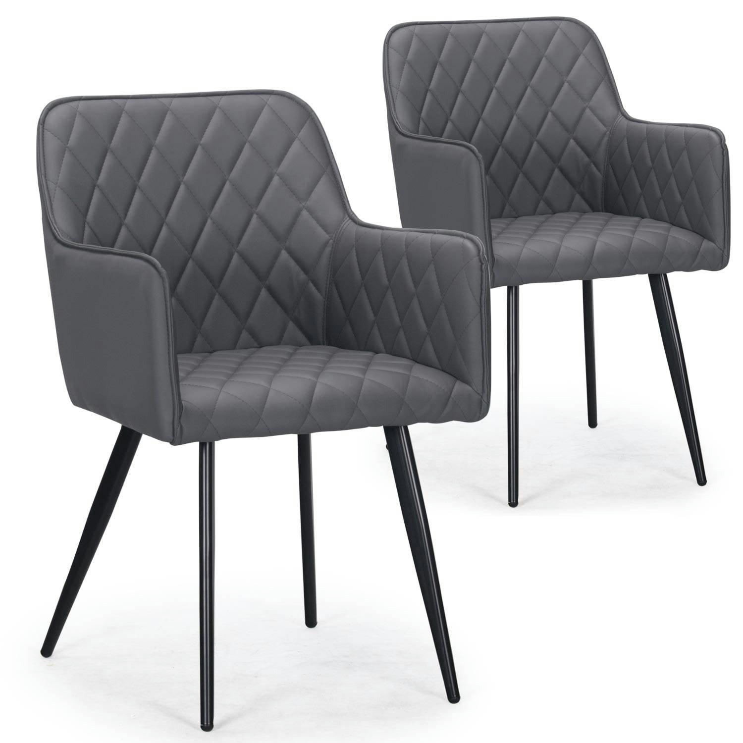 CLARK - Lot de 2 chaises simili gris