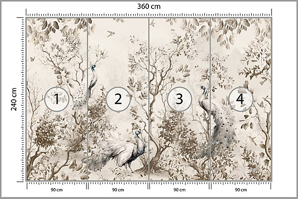 Papier Peint Photo Pour Salon PLANTES Oiseaux Style Rétro 360cm x 240cm
