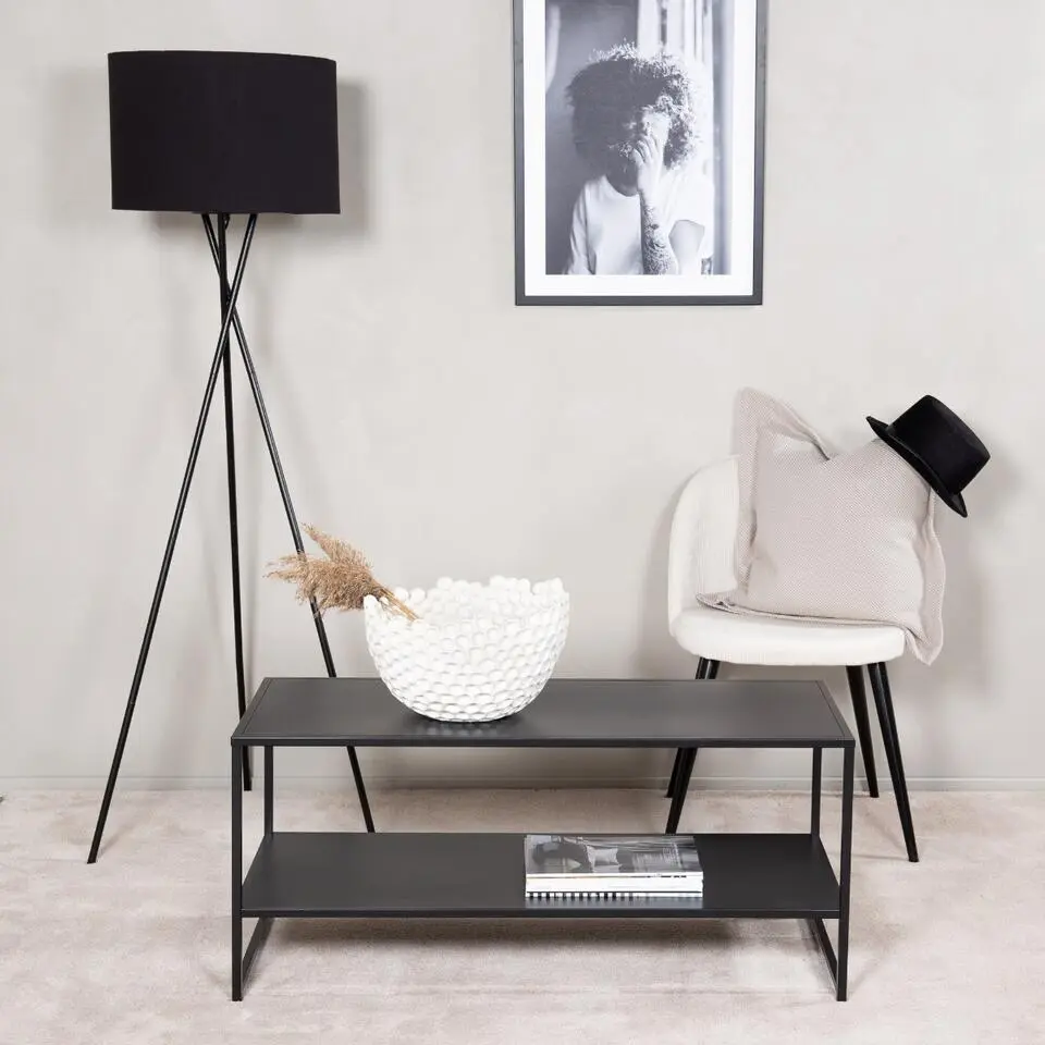 Salontafel Rechthoek - Zwart Metaal - 102x43x45cm