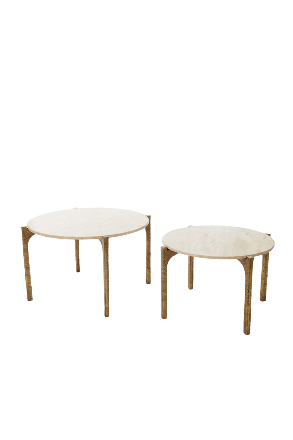 Light & Living salontafel KANAE - Ø76x44cm - bruin - Set van 2