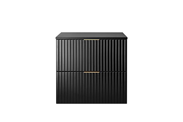 Meuble vasque, Noir Mat, 60 x 57 x 46 cm, poignée dorée   Plan de travail