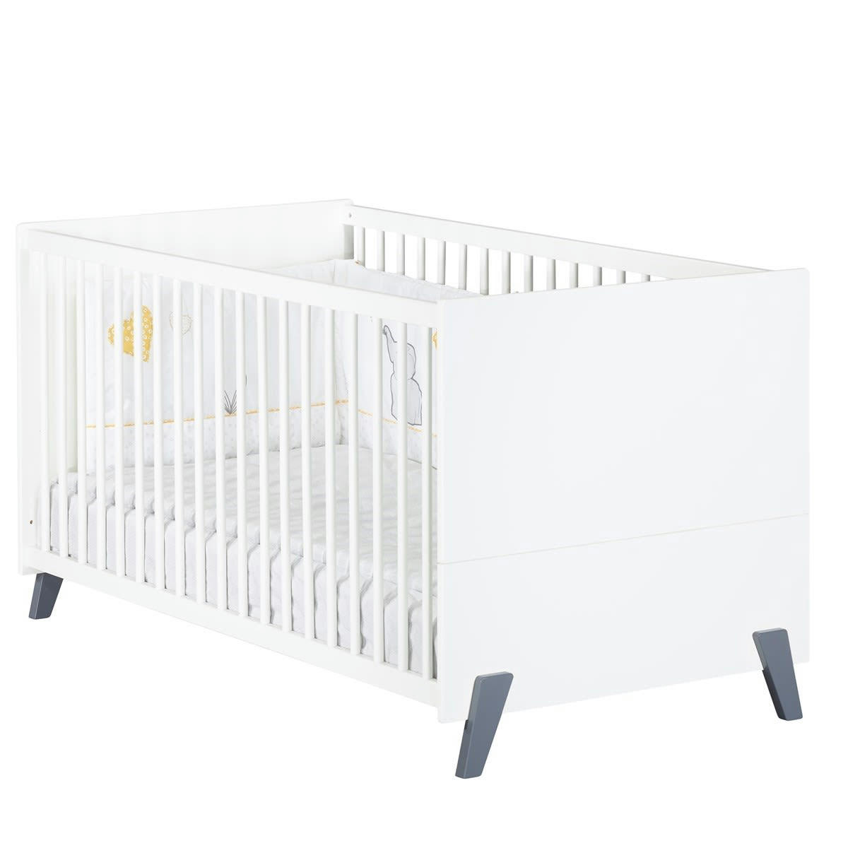 JOY - Lit évolutif 140x70 - Little Big Bed sur pieds en bois blanc