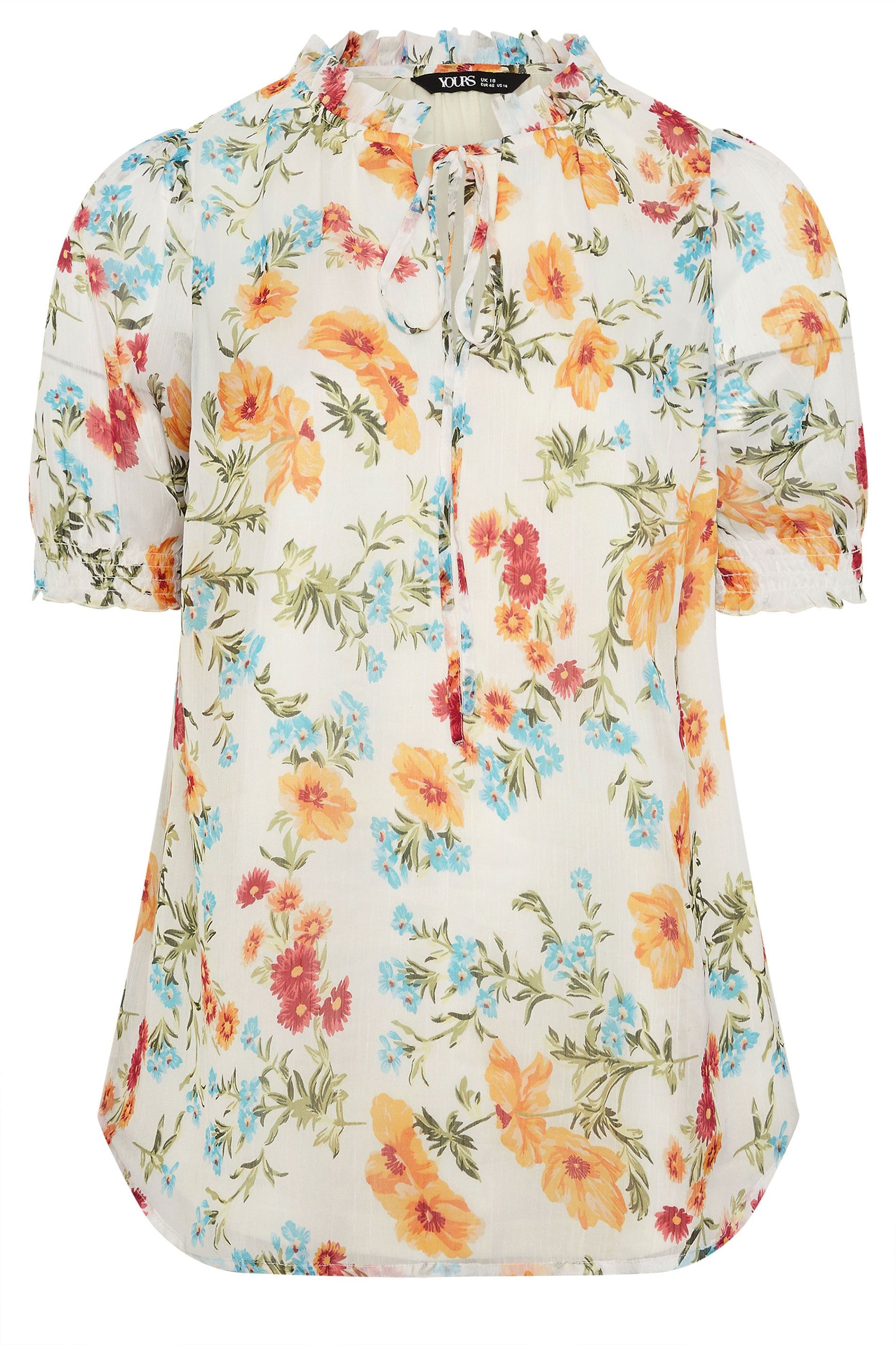 Yours Floral Frill Neck Blouse