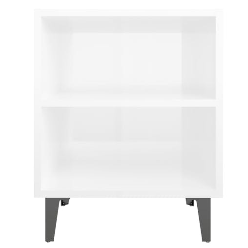 NNEVL Bed Cabinets with Metal Legs 2 pcs High Gloss White 40x30x50 cm