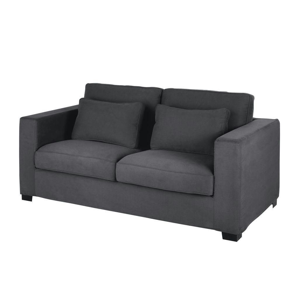 Milano - Canapé 2/3 places en coton et lin gris ardoise