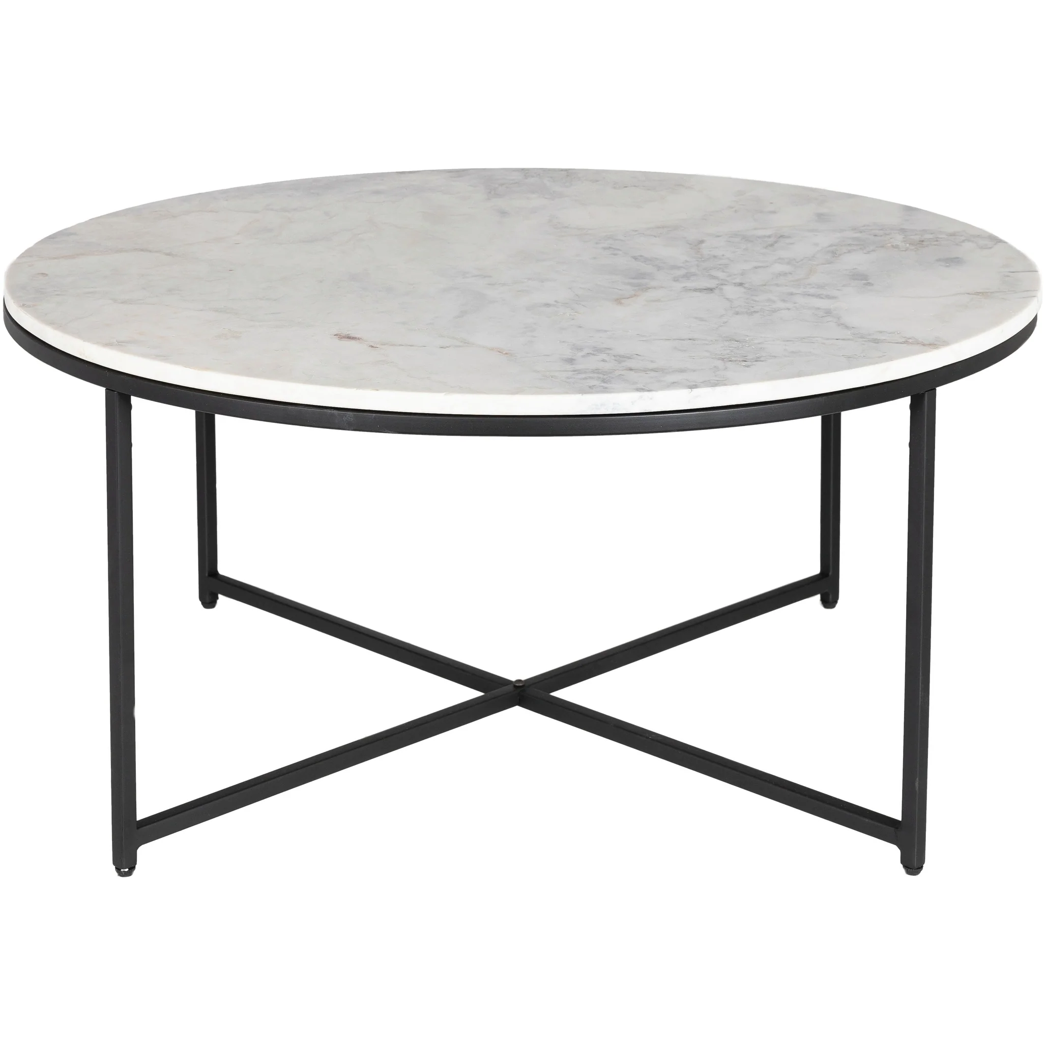 Nikkitae Round Marble Top and Metal Coffee Table