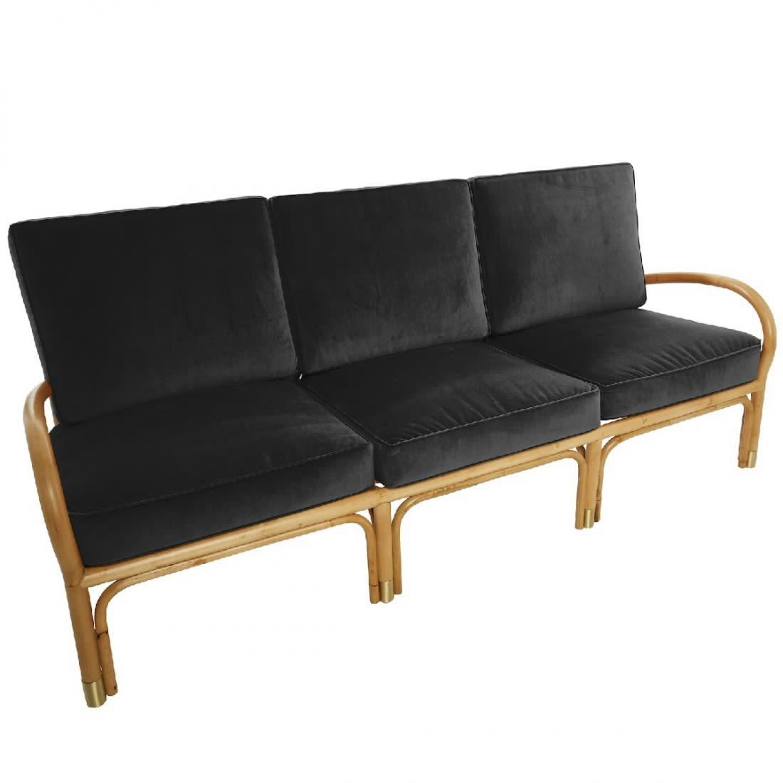 RIVIERA - Canapé 3 places rotin et velours