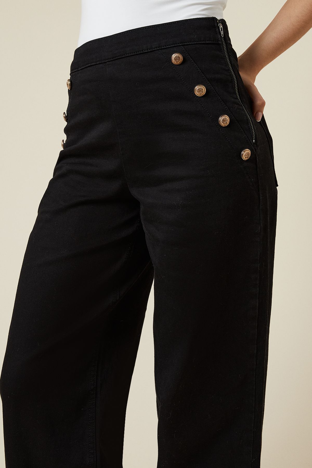 Dorothy Perkins Military Button Detail Wide Leg Jean