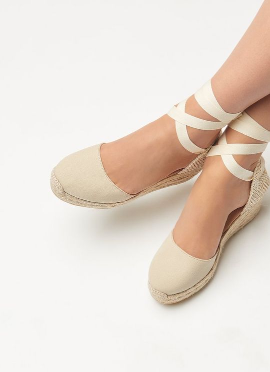 Maureene Sand Canvas Espadrille Wedges