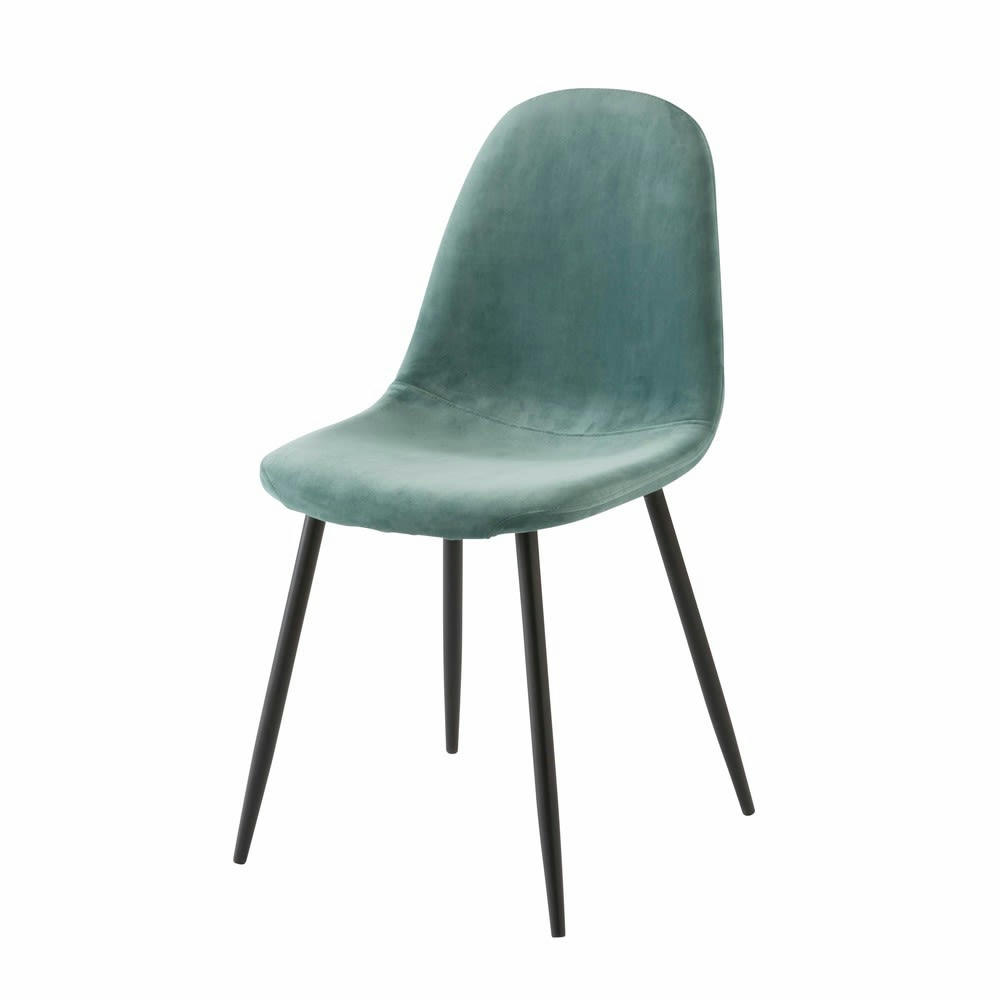 Clyde - Chaise style scandinave en velours bleu turquoise