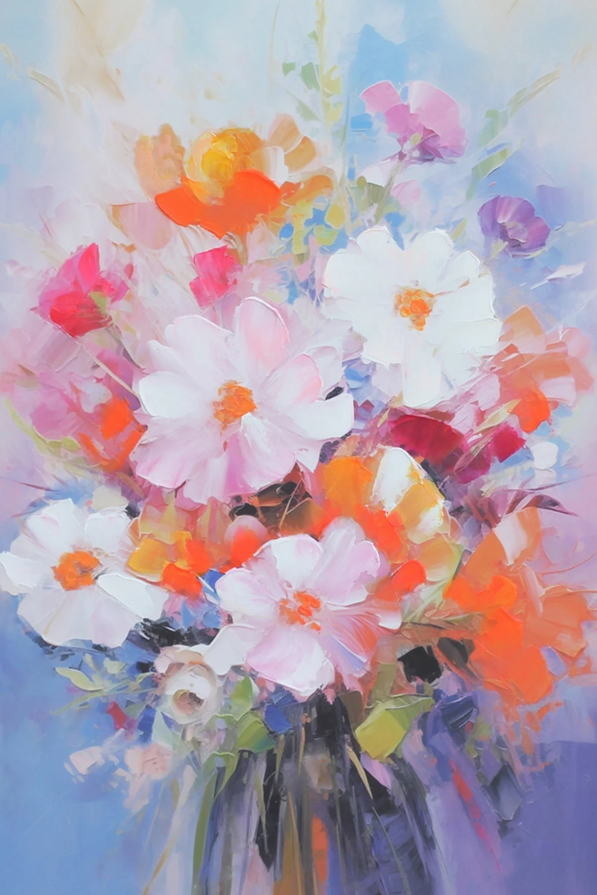 Vivid Colorful Posy Floral Canvas Wall Art