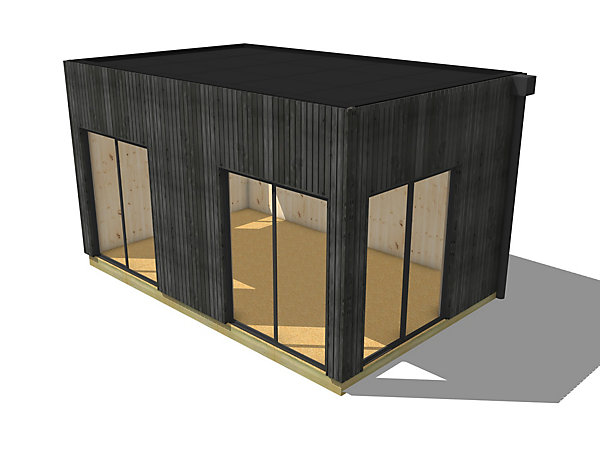Bureau de jardin 4 saisons en bois 5,5 x 3,5 x 3,2 m / isolation RE2020 avec plancher isolé