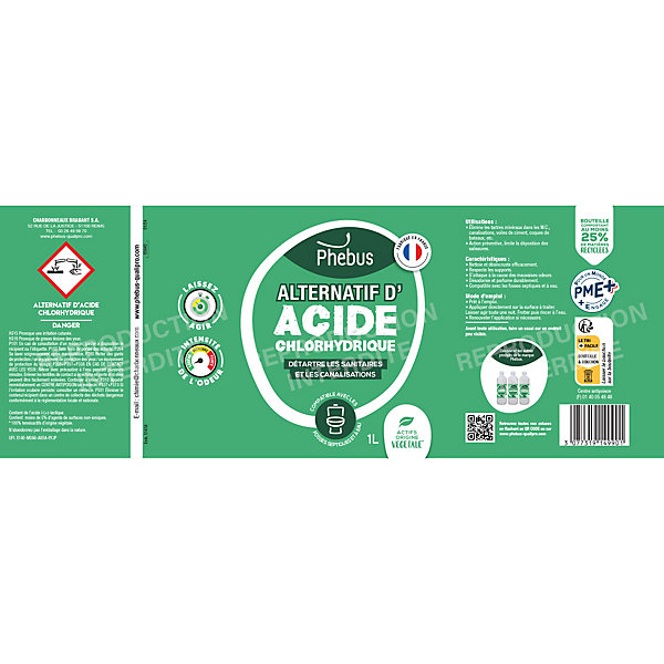 Alternatif d'acide chlorhydrique Phebus 1L