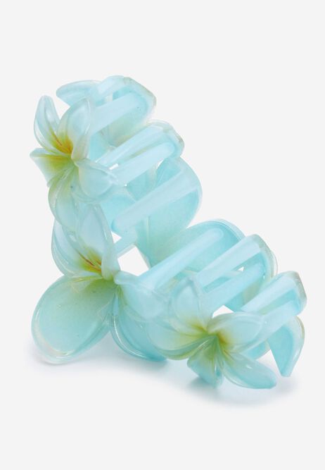 Womens Blue Triple Tropical Flower Hair Clip