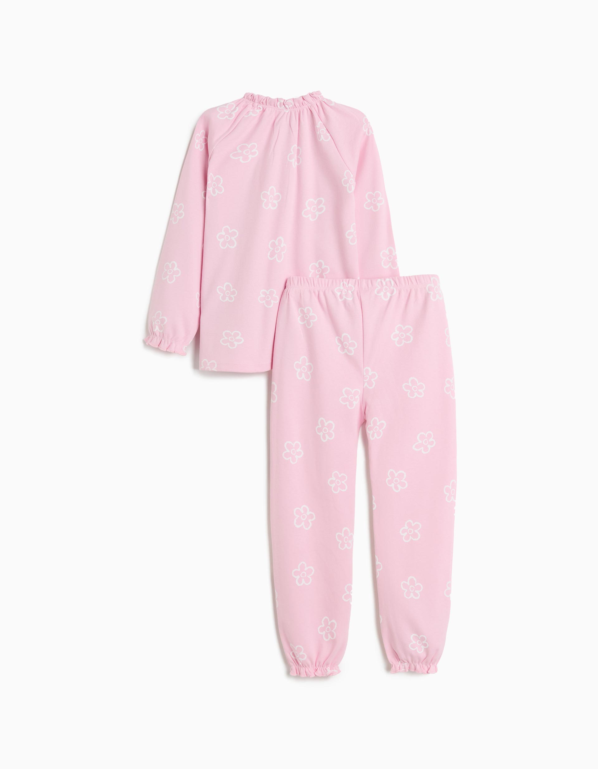 Pijama Flores, Menina, Rosa Claro