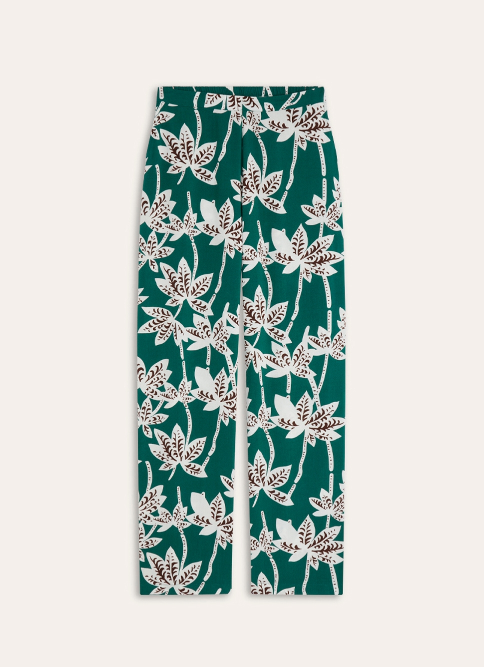 PANTALON EN VISCOSE IMPRIMÉE PALMIERS vert