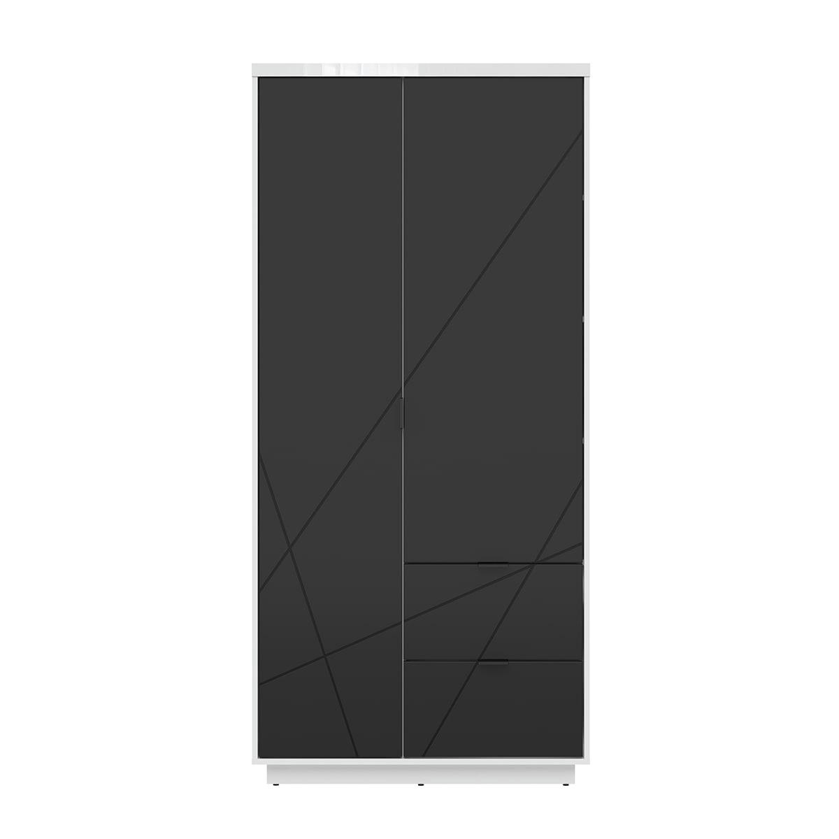 - Armoire 2 portes 2 tiroirs noir et blanc