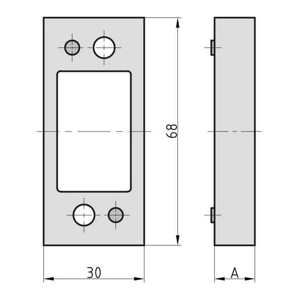 Zusatz-Distanzplatte, BxH: 30 x 68 mm, 0,094 kg