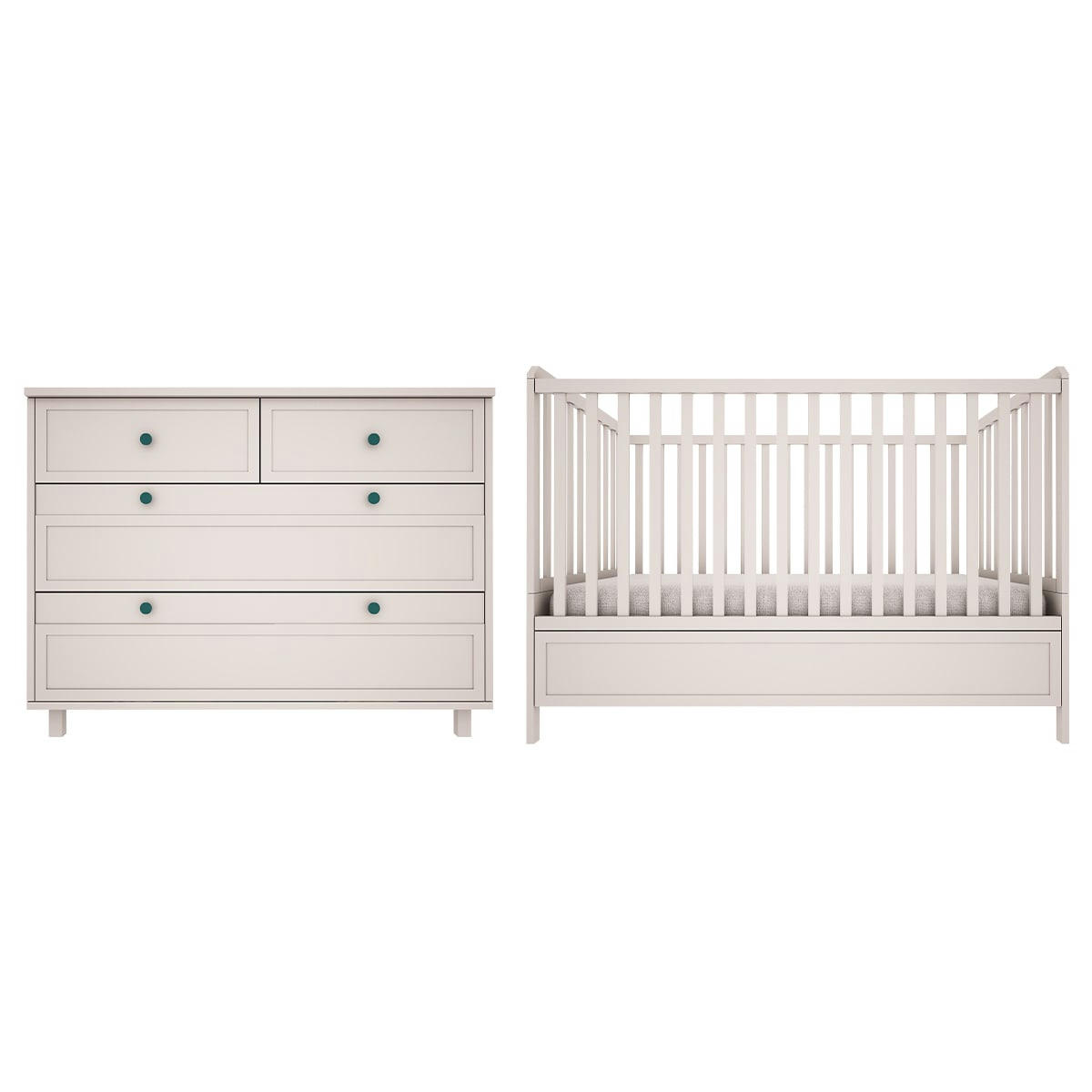 DUO - GABRIEL - Lit évolutif commode 4 tiroirs beige